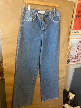 Just Black Wide Leg Jeans in Medium Blue Denim